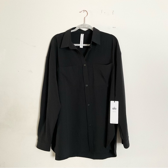 Alo Yoga Dreamscape Button Down Long Sleeve Black L - Picture 7 of 11